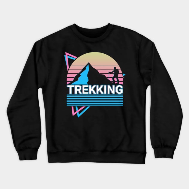 Trekking Trekker Trek Hiking Hiker Retro Gift Crewneck Sweatshirt by Alex21